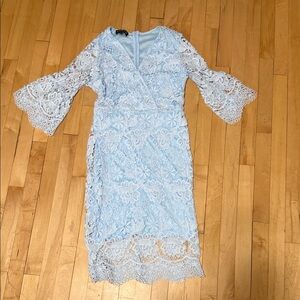 Light Blue Lace Midi Dress